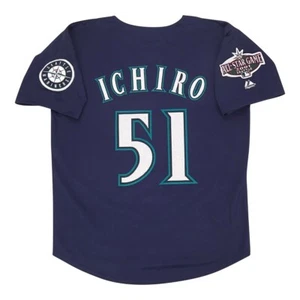 Ichiro Suzuki 2001 Seattle Mariners Alternate Navy Blue Jersey w/ All Star Patch - Picture 1 of 8