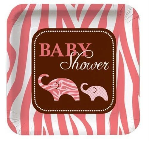 Baby Shower 9" Paper Plate 8 Pack Wild Safari Pink - Image 1 of 1