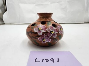 Cannes Pottery Flower Frog Bud Vase Handmade Earthy Signed - Picture 1 of 11
