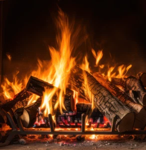 Fireplace Surround Real Fire Grotto Christmas Scene Setter Sticker Decal Print - Picture 1 of 1