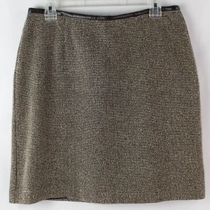 Worthington Women's Brown Plaid Leather Lined Zip Up Pencil Skirt Size 14 Petite - Picture 1 of 5