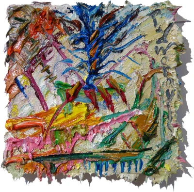 8x8" ORIGINAL ÖL█GEMÄLDE BLUMEN█KUNST SIGNIERT IMPRESSIONISMUS POP█ABSTRAKTE NATUR - Bild 1 von 4