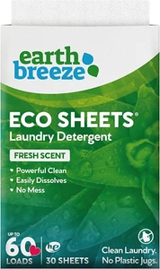 30pcs Laundry Detergent Sheets Fresh Scent - 60 Loads No Plastic Jug Concentrate - Picture 1 of 10