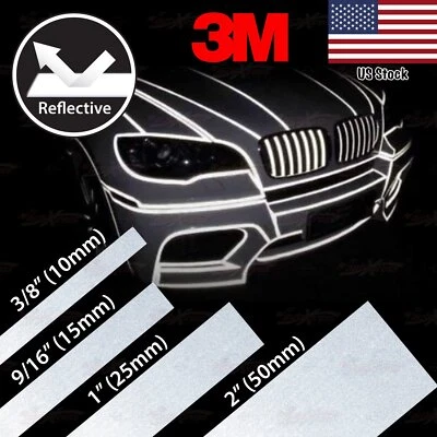 3/8" 9/16" 1" 2" REFLECTIVE Self Adhesive PinStripe Vinyl 3M Decal Tape Stickers - Image 1 of 4