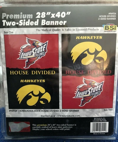 Iowa / Iowa State HOUSE DIVIDED DOUBLE SIDED 28 x 40 BANNER ! VINTAGE DESIGN ! Cover