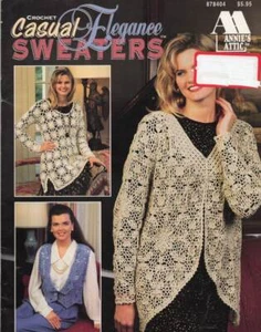 OOP!!! CROCHET CASUAL ELEGANCE SWEATERS 6 BEAUTIFUL DESIGNS - Picture 1 of 2