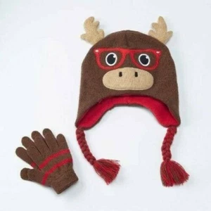 NWT Boys Moose Hat Gloves Set One Size Fits Most - Picture 1 of 1