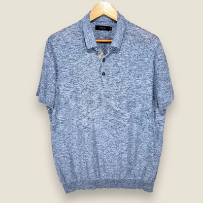 Camisa Polo Kinross Tejida Hombres XL Azul Claro Algodón Manga Corta Cuello Botón Foto 1 de 4