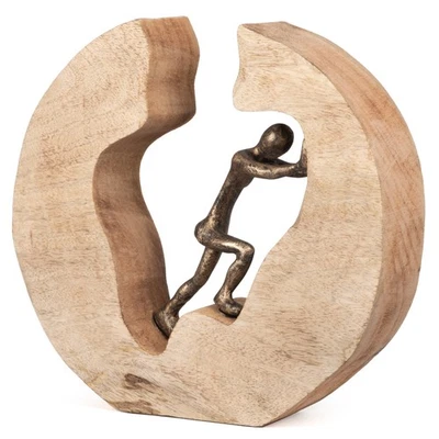 Moritz Skulptur Push and Work Mangoholz Alu Massive Handarbeit 29,5 x 28 cm  - Bild 1 von 4