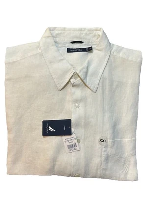 NEW NAUTICA 100% Linen Men’s Button Down  Classic Fit Shirt XXL 2XL Off White - Image 1 of 4