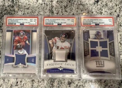 2005 2006 2007 Upper Deck Exquisite collection patch ELI MANNING Silver Lot PSA - Image 1 of 4