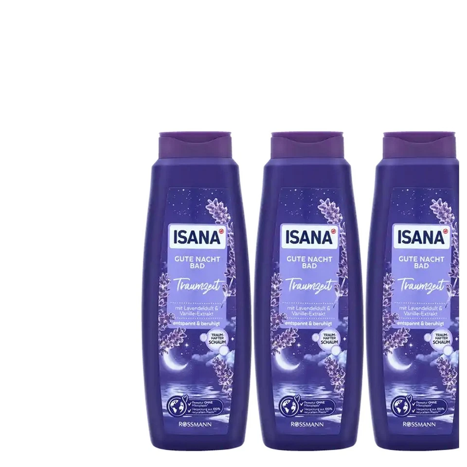 3x750ml Isana Cremebad Schaumbad Gute Nacht Bad Traumzeit | Lavendelduft - Bild 1 von 1