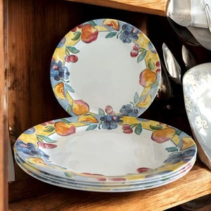 Corelle Retired Pattern Fruit Basket Dinner Plates 10.25” Set of 5 - Picture 1 of 12