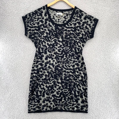 Vestido Calvin Klein Mujer Grande Gris Estampado Animal Suéter Dolman Mangas Cortas* Foto 1 de 4