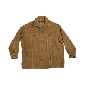 ZARA Damen Camel Cord Knopfleiste Langarm Shacket Raw Hem Größe Medium - Bild 1 von 3