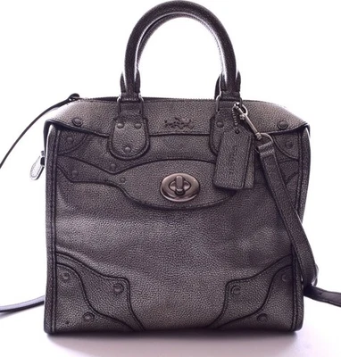 COACH  Mini Rhyder Metallic Gunmetal Leather Satchel Bag 36105 EUC - Image 1 of 4