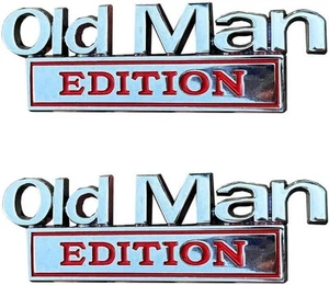 2pcs Metal Old Man Edition Emblem 3D Badge for Universal Car Truck Chrome Red - Picture 1 of 4