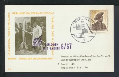 Flugpost Raketenpost Berlin Karte selt SST Raketen und Raumfahrttagung Berlin - Bild 1 von 2