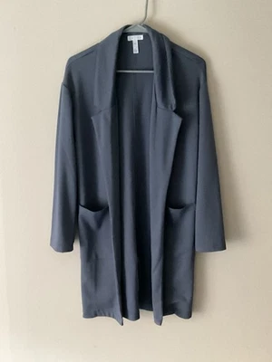 Leith Women Jacket Long Blue Rayon Blend Front Pockets Regular Fit Blazer - Image 1 of 4