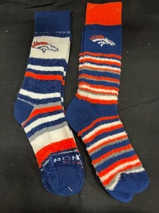 Denver Broncos Ladies Crew Fuzzy Socks Medium 2 Pairs - Picture 1 of 2