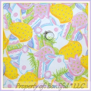 BonEful FABRIC FQ Cotton Quilt VTG Retro Easter Spring Flower Bunny Rabbit Chick - Picture 1 of 10