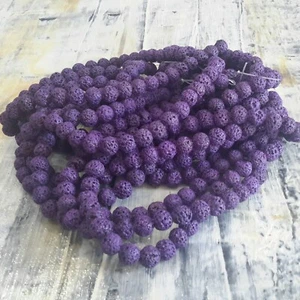 Natural Lava 8mm Round Dark Orchid 50pce Strand. Free postage. Oz Seller - Imagen 1 de 3