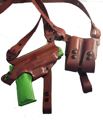 Armadillo Tan Leather Horizontal Miami Vice Shoulder Holster for Beretta f92/f96 - Image 1 of 3