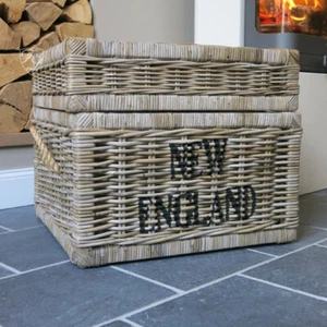 Truhe Aufbewahrung natur Rattan Deckel Maritim Shabby Chic Landhaus new england - Bild 1 von 1