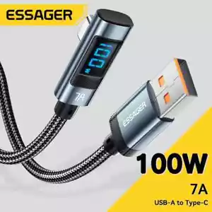 Essager 7A USB Cable to USB Type C 100W Fast Charging Cord Wire Digital Display - Picture 1 of 8