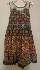 Girls Size 10 Bonnie Jean Brown/Orange/Teal Sundress - Picture 1 of 2