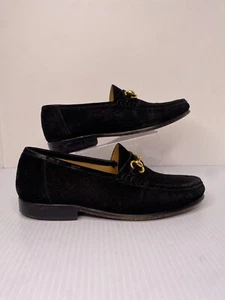 Carlo Morandi Vintage Black Suede Loafer with Gold Detail - Picture 1 of 11