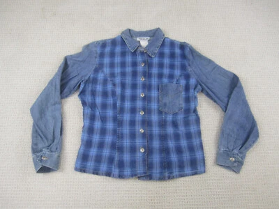 Camisa De Colección Niki-Lee Para Mujer Adolescente Grande Azul a Cuadros Denim Informal Con Botones Foto 1 de 4
