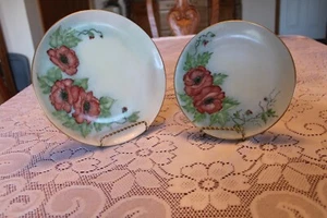 Bareuther Waldsassen handbemalt floral signiert passendes Set 2 Porzellanteller - Bild 1 von 10