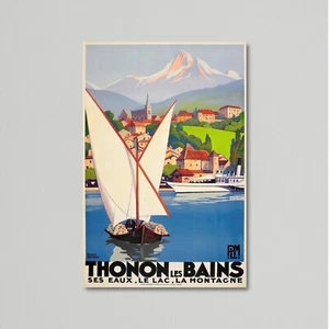 Reiseplakat, Thonon Les Bains, Genfersee, Segelboote von Roger Broders, 1931 - Bild 1 von 6