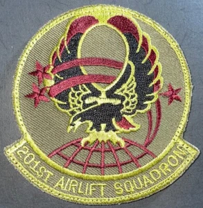 USAF OD Subdued 201st Airlift Squadron Patch Hook Used B742 - Picture 1 of 2