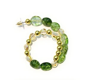 Mono Orecchino con Giada Verde, Cristalli e Dettagli in Argento Sterling - Imagen 1 de 3