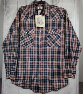 Mens Western Plains Trading Pearl Button Long Sleeve Shirt Plaid Small Kmart NOS - Picture 1 of 7