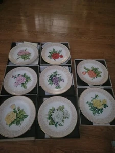 Vintage EDWARD MARSHALL BOHEM ROSE PLATE SET (8) - Picture 1 of 9