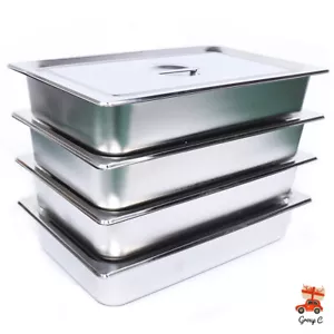 Paquete de 4 sartenes de hotel sartén de mesa de vapor comercial + tapa sartén de comida de acero inoxidable EE. UU. - Imagen 1 de 12