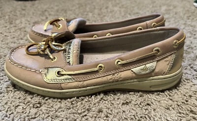 Zapatos de barco SPERRY para mujer talla 7 m dorados florales con ojales ojos sin cordones de cuero Foto 1 de 4
