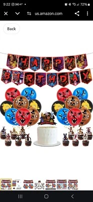 Баннер FNAF FIVE NIGHT AT FREDDY'S, 16 воздушных шаров, макароны для кексов, украшение для торта - Изображение 1 из 3
