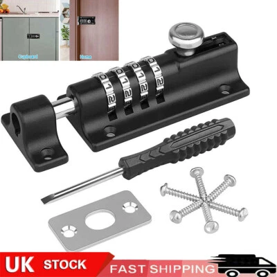 4 Digit Combination Sliding Keyless Lock Security Pad Bolt Garden Door Shed Gate - Image 1 of 4