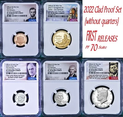 2022 US Mint 5 Coin Clad Proof SET Dime Cent Nickel $1 50c NGC PF70 FR - Image 1 of 4