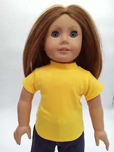 T-shirt giallo brillante adatta per bambole American Girl 18 pollici vestiti bambola manica corta - Foto 1 di 3