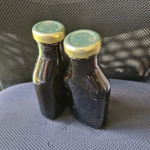 2er Set dunkle Glasflasche (dunkelbraunes Glas) - 250ml - mit Deckel GEBRAUCHT - LEER - Bild 1 von 1