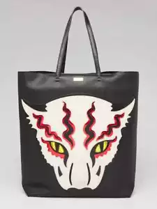 Stella McCartney Black Vegan Leather Wild Cat Tote Bag - Picture 1 of 11