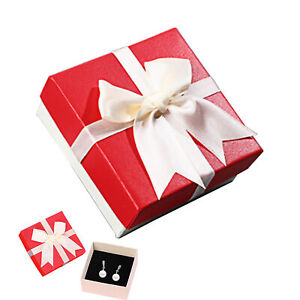 Bracelet Necklace Jewelry Case Gift Box Display Bowknot With Lid Square Shape