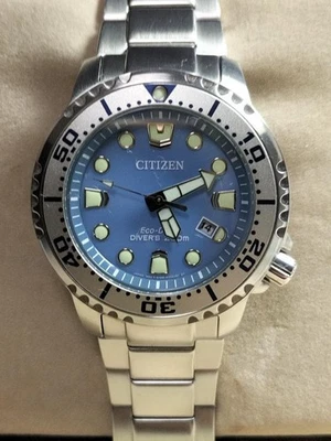 Citizen Eco Drive E168 Ice Blue Dress Watch Quartz Caliber Japan Made Men - Image 1 of 4