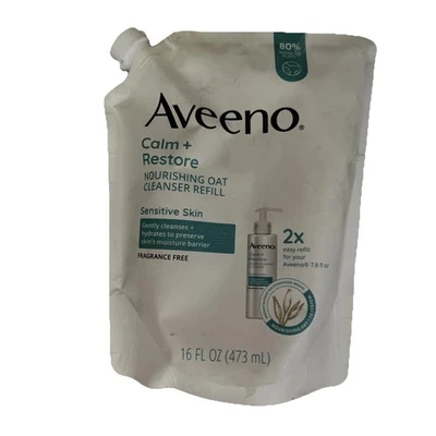 Limpiador nutritivo de avena Aveeno Calm + Restore 16 oz. Recarga para piel sensible Foto 1 de 2