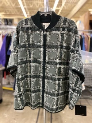 NUEVO CON ETIQUETAS MAX STUDIO Mujer Talla O/S Capa Poncho Cárdigan Cremallera Frontal Suéter Multicolor Foto 1 de 4